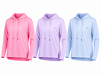 Lite hoodie – Soft Lavender, Baby Blue, Neon Fuchsia