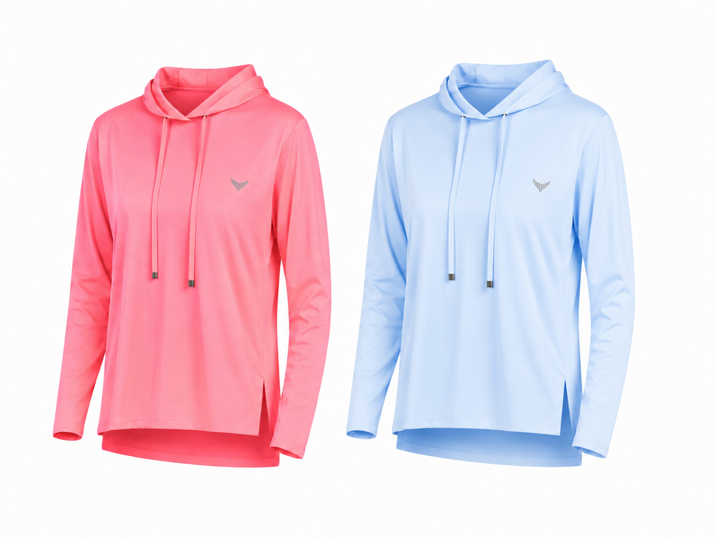 Lite hoodie – Baby blue, Neon Fuchsia