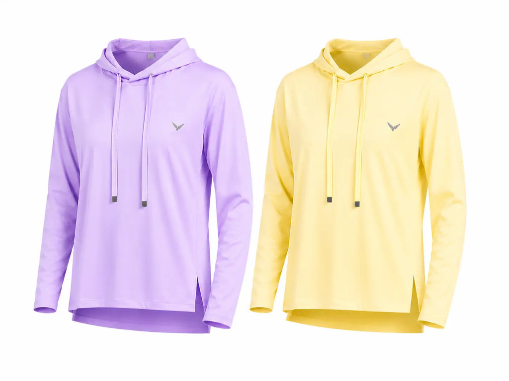 Lightweight Hooded Sports Top – ((Soft Lavender, Butter Yellow))