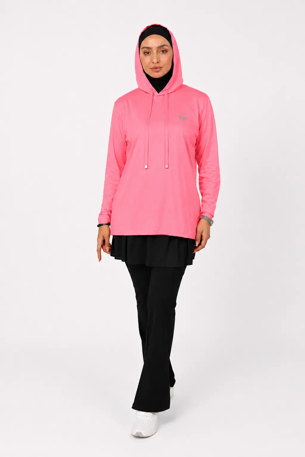 Lightweight Hooded Sports Top – ((Soft Lavender, Neon Fuchsia))