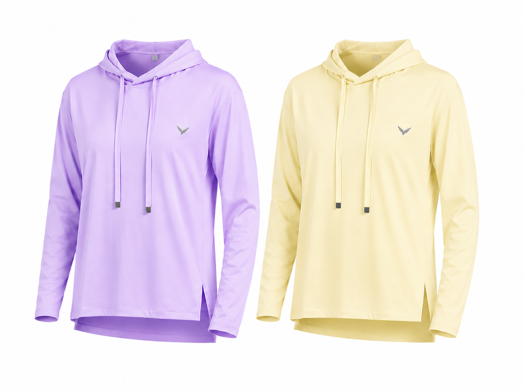 Lightweight Hooded Sports Top – ((Soft Lavender, Butter Yellow))