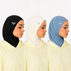 Sports Hijab - Off White , Black , Dusty Blue (Bundle)