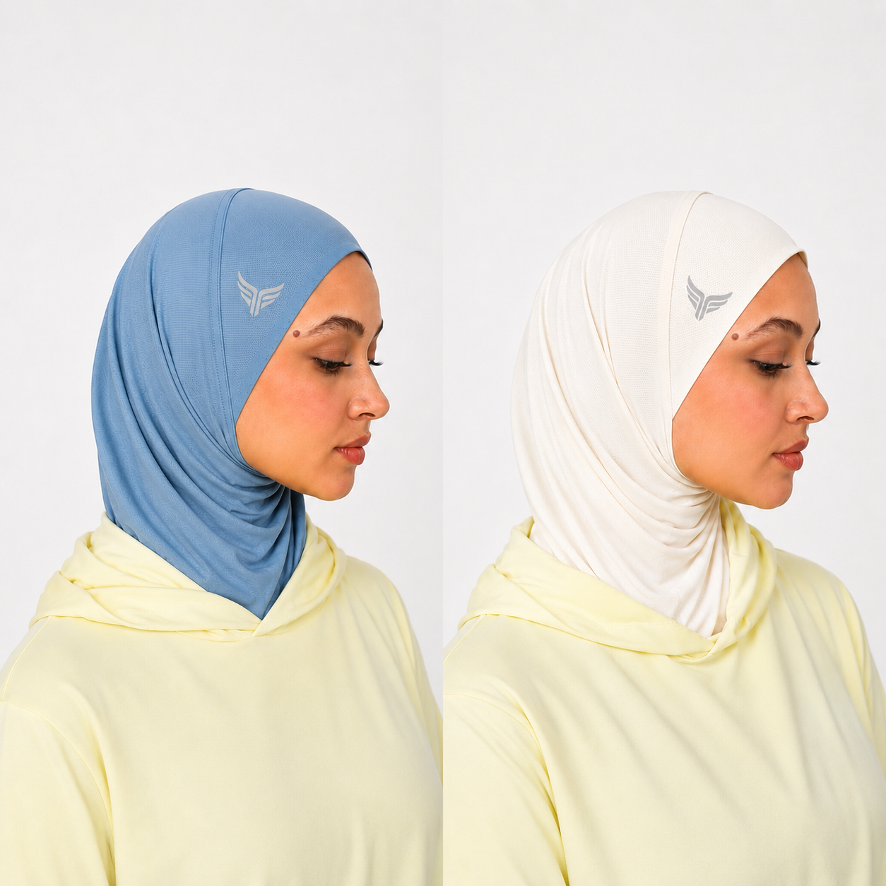 Sports Hijab ♤ ♤ Dusty Blue & Off White ♤ ♤  ((Bundle))