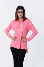 Lite hoodie – Baby blue, Neon Fuchsia