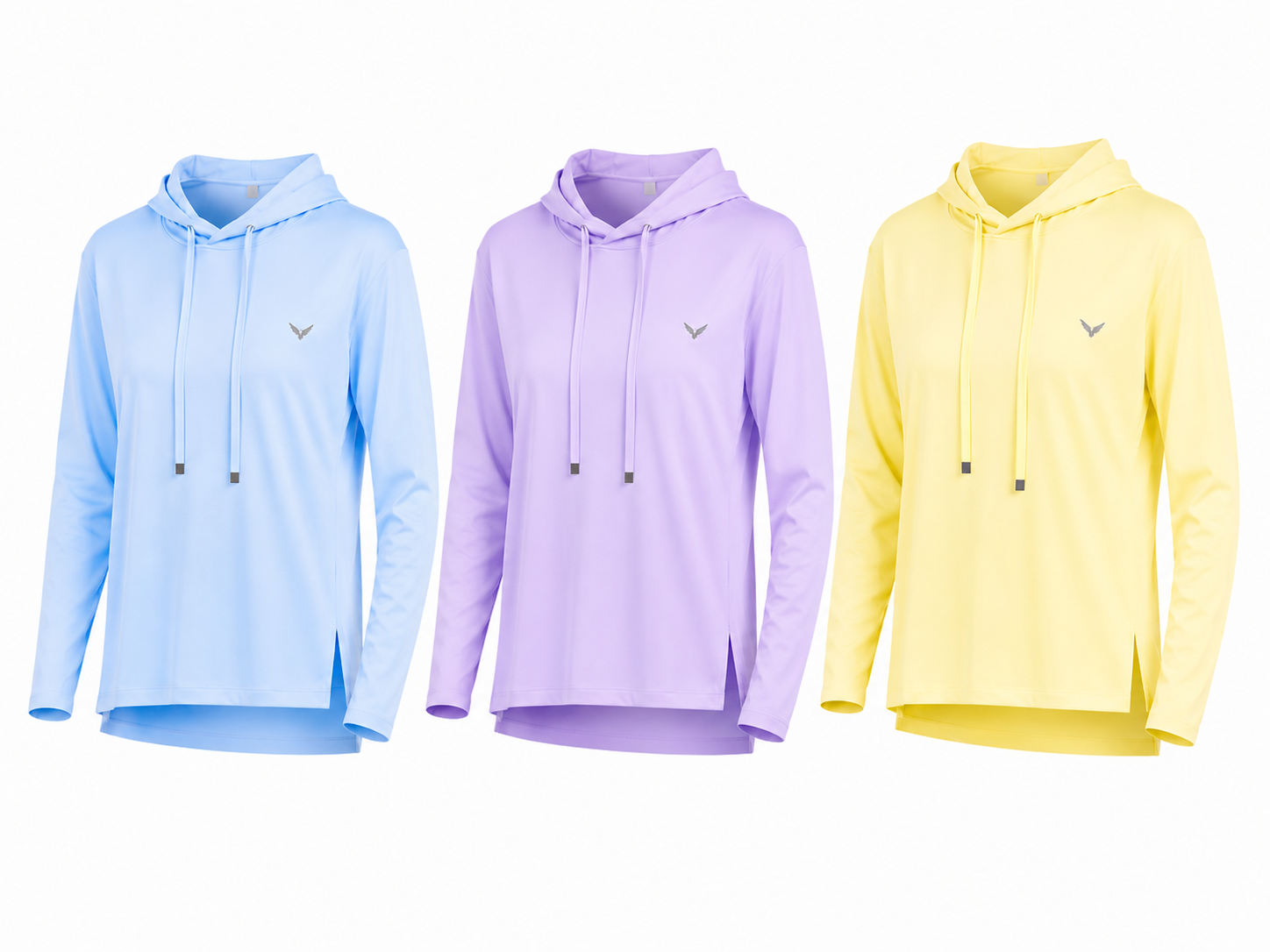 Lite hoodie – Soft Lavender, Butter Yellow, Baby blue